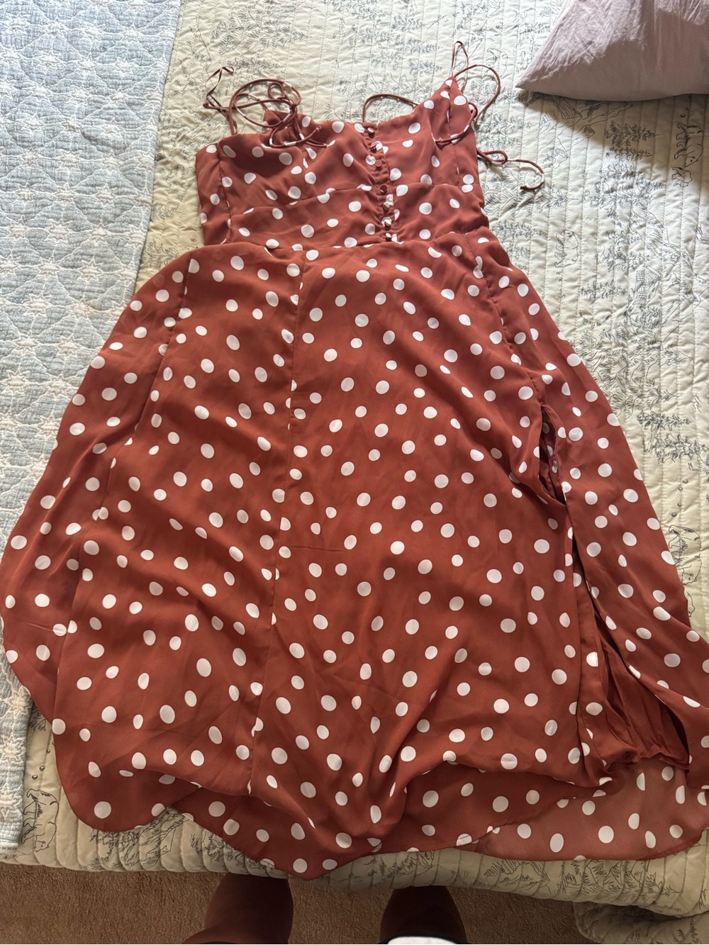 Abercrombie & Fitch Rust Polka Dot Midi Dress